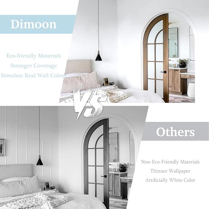 Dimoon 78.7''x17.7'' White Thicken Peel and Stick Wallpaper Contact Paper Modern Self Adhesive Wall Paper Removable Renter Friendly Textured Solid Color Vinyl Roll (78.7''x17.7'',White Thicken)