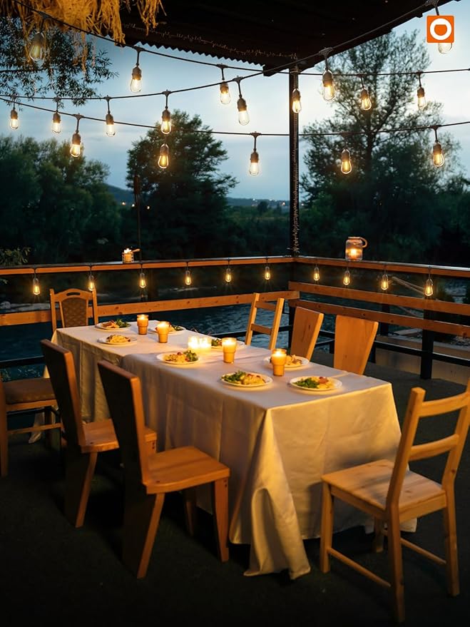 addlon 48FT LED Outdoor String Lights with 25 Edison Vintage Shatterproof Bulbs and Commercial Grade Weatherproof Strand - ETL Listed Heavy-Duty Decorative Lights for Patio Garden