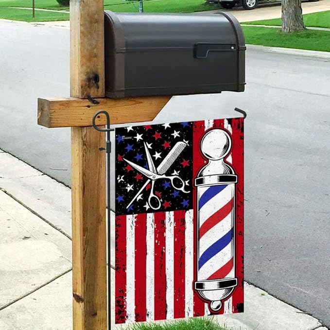 FLAGWIX American Flags, Barber Flag - 4th of July, Independence Day Decorations for Inside, Outside, Garden Flag (11.5" x 17.5") - USA House Garden Flags Premium Polyester, Decorative Outdoor Flags