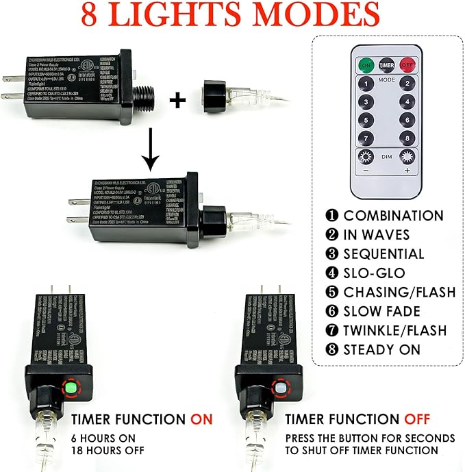 66Ft 200LED Fairy Lights Plug in with Remote, Waterproof String Lights Outdoor & Indoor 8 Modes with Timer, LED Twinkle Lights for Girl's Room Garden Patio Halloween Christmas Decorations (Cool White)