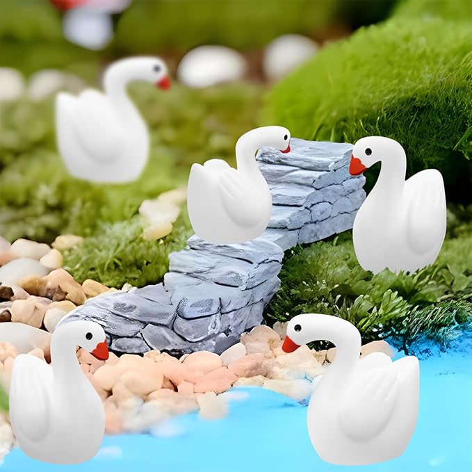 80Pcs Mini Gooses Resin Tiny Gooses Miniature Decoration Figurines Ducks Dollhouse Garden Decor Plastic Mini Animals Micro Landscape Ornament Cake DIY Craft
