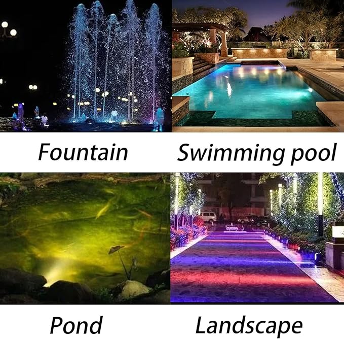 Colored Pond Lights with Timer, RGB Fountain Lights IP68 Waterproof Submersible Dimmable Outdoor Landscape Lights for Fish Tank Pond Fountain Garden, 1-Light