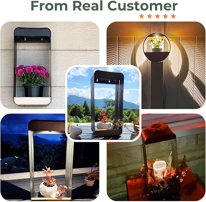 Grand patio Outdoor LED Solar Power Wall Sconce Shelf Planter, Waterproof Decor Wall Lamp Light for Porch, Patio. Solar Energy, Black(L-Rectangle)