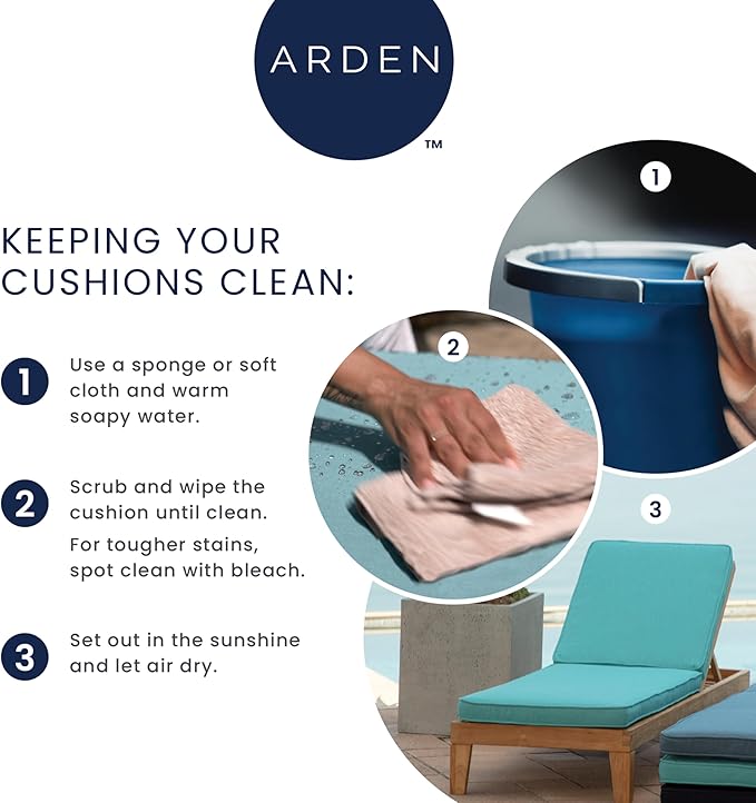 Arden Indoor/Outdoor Foam Seat Pad, 2 Pack, 17 x 16, Patio Cushion, Water Repellent, Fade Resistant, Foam Cushion Sapphire Blue Leala