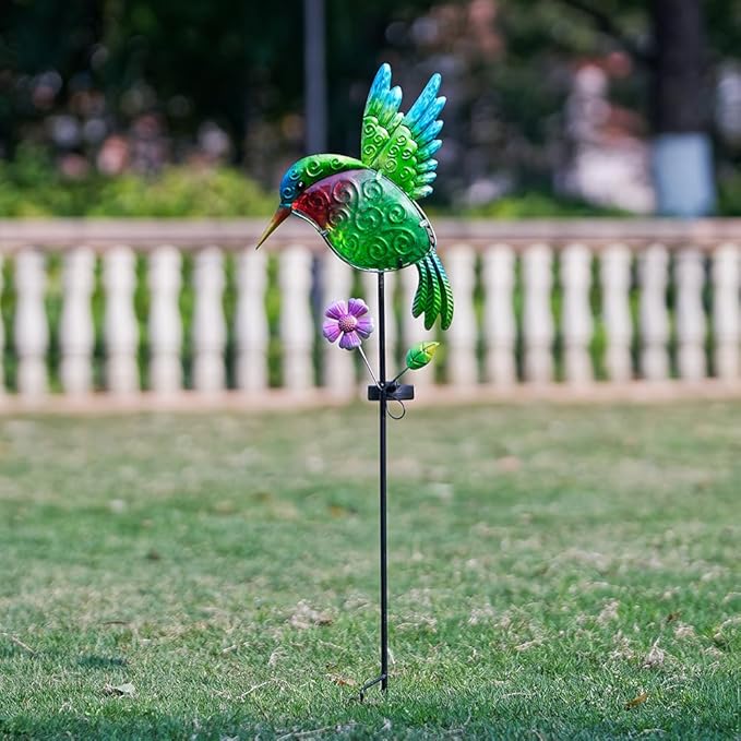 dreamysoul Outdoor Solar Hummingbird Garden Lights, Decorative Hummingbird Garden Stake Lights, Hummingbird Solar Lights for Outside Patio Yard Pathway Decor