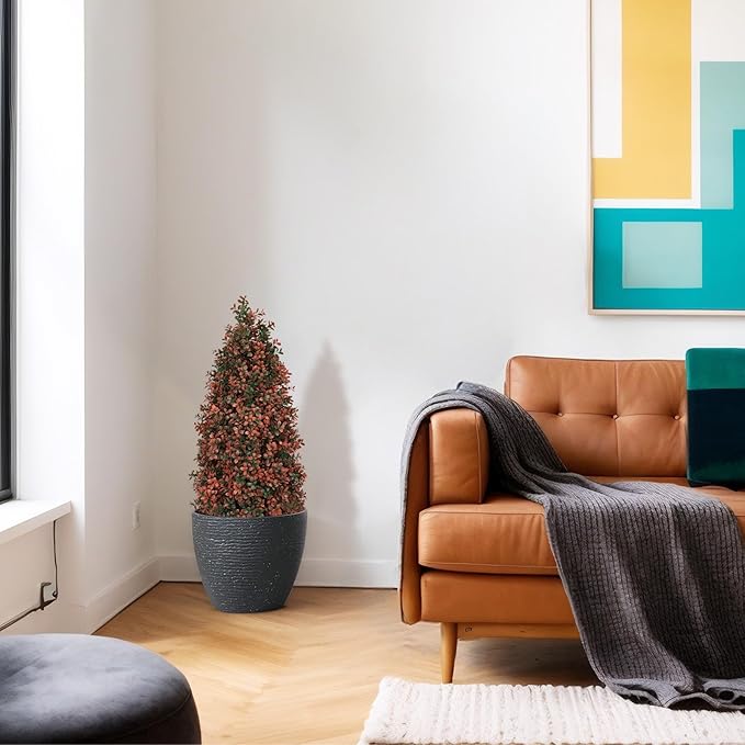 3ft Artificial Boxwood Topiary Trees (Set of 2) - UV Resistant Faux Plants for Outdoor/Indoor, Realistic 36in Fake Bushes and Shrubs for Front Porch, Planter, Patio - Low Maintenance & Evergreen