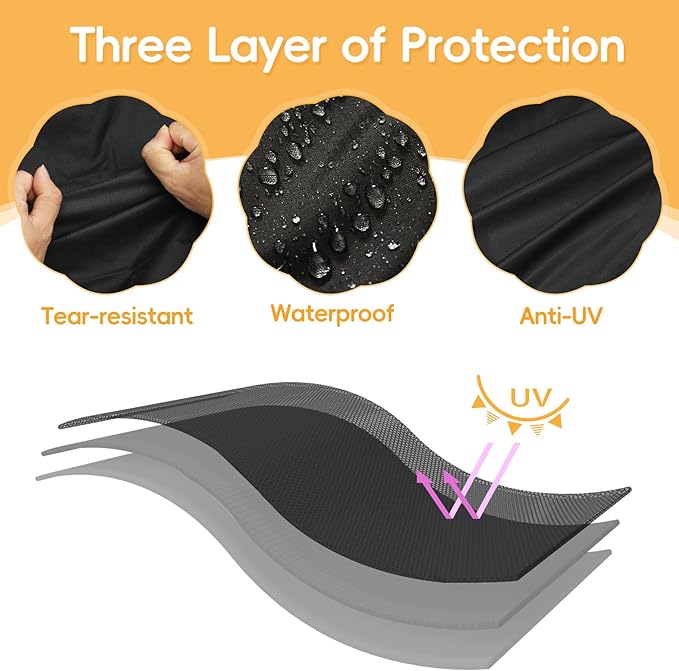 Grill Cover for Char-Griller 3-Burner Dual Fuel Expandable Propane Gas and Charcoal Outdoor Polyester Grill and Smoker Cover, Heavy Duty Waterproof UV Resistant Cover, Outdoor BBQ Accessories