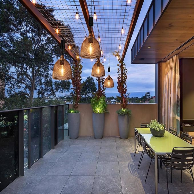 Battery Operated Hanging Light with 6 Hours Timer-Outdoor Indoor Pendant Chandelier Waterproof Lamp Lantern for Gazebo Porch Garden Patio Decorative Metal Warm White Bulb(Brown)