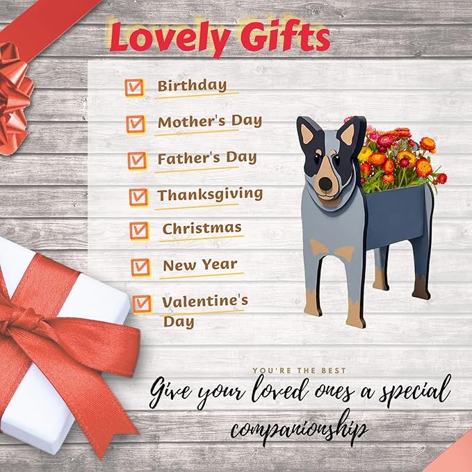 Australian Cattle Dog Planter Plant Pots,Cute Garden Dog Flower Planter,Dog Planters Birthday Gifts for Women,Office,Indoor/Outdoor Decor(9.45 * 9.02 * 13.39in)
