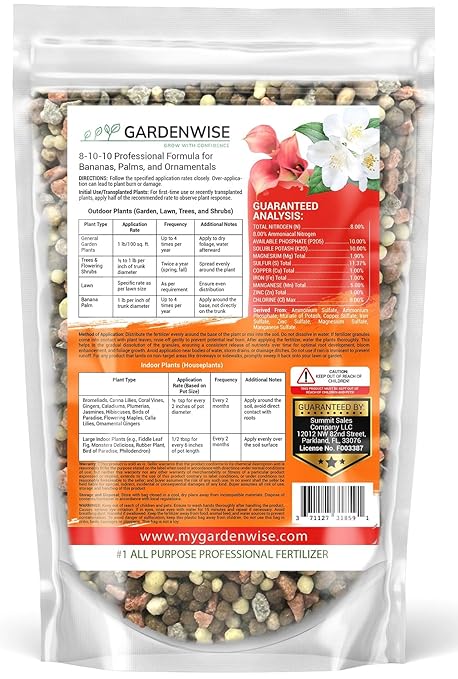 Elite 8-10-10 Professional Fertilizer for Banana, Flowering, and Fruit Trees, Ornamentals - Boosts Flowering & Fruiting - for Indoor & Outdoor Plants (5 QUARTS)