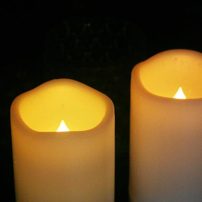 CANDLE CHOICE Waterproof Outdoor Battery Operated Flameless Candles Remote Timer White Plastic Realistic Flickering Fake Electric LED Pillars Lantern Garden Wedding Christmas Decorations 3”x4” 6 Pack
