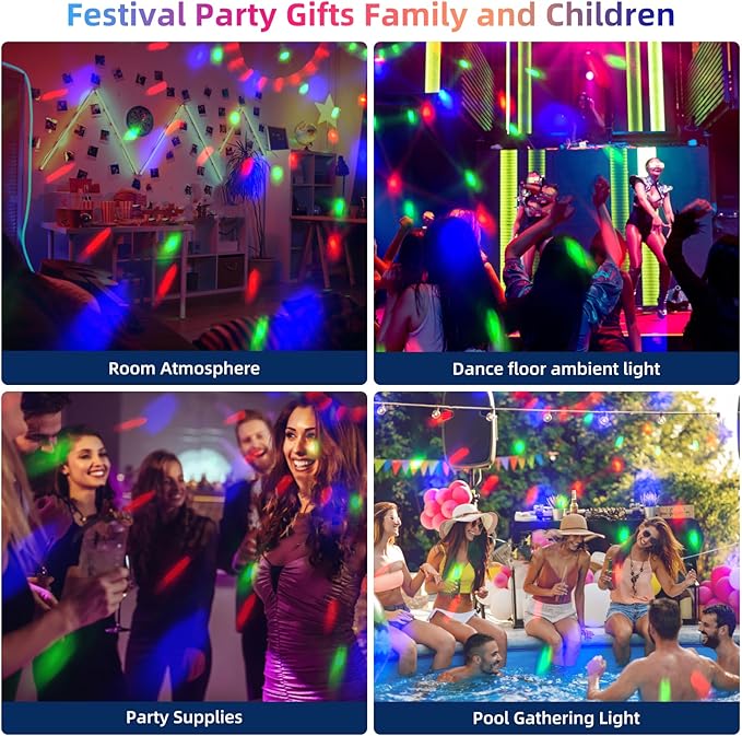 4-Pack DJ Disco Ball, Party Lights Sound Activated with Remote, Strobe Light for Home Room Dance Birthday Party Supplies, Stage Lamp for New Years Birthday Halloween Christmas Decorations