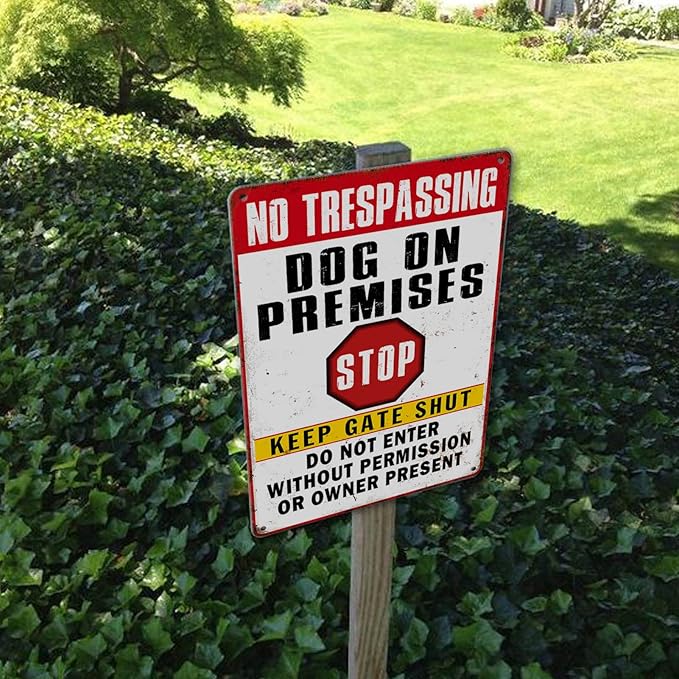 Beware Of Dog Signs For Fence No Trespassing Dog On Premises Sign For Garden Dogs Warning Signs For Property Funny Metal Tin Signs Dog In Yard Sign Do Not Enter Sign 12 X 8 Inch