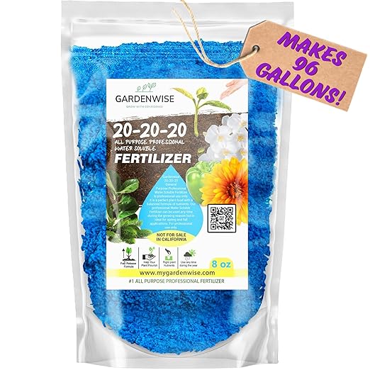 20-20-20 Water-Soluble Fertilizer โ Powder for Liquid Plant Food for Indoor & Outdoor Plants, Orchids, Vegetables, Lawns, Flowers โ 20 20 20 Fertilizer (8 oz)