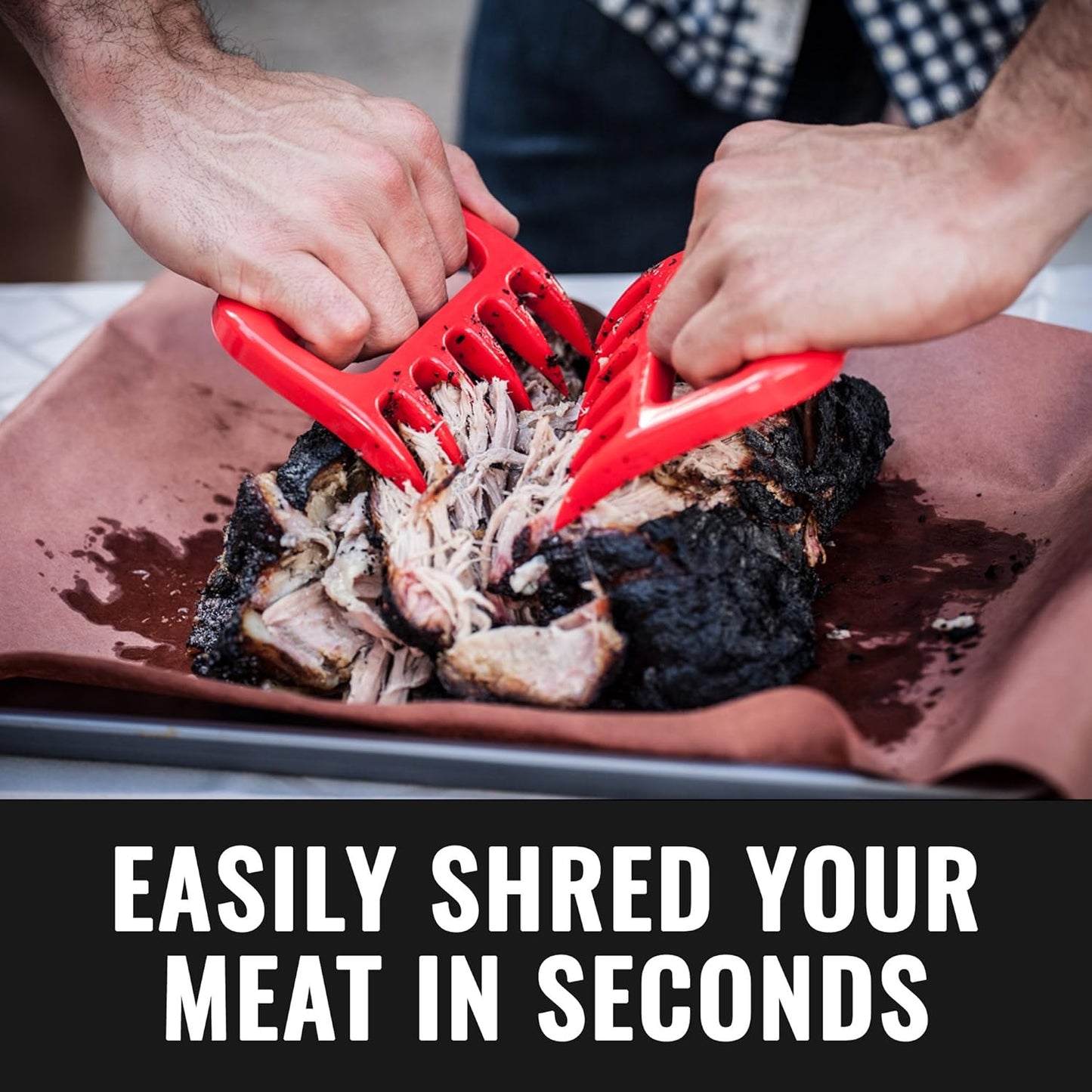 Grillaholics BBQ Meat Shredder Claws - Wolverine Style Ultra-Sharp Blades Quickly Lift Handle & Shred Meats - Best Dishwasher Safe Bear Claw Pulled Pork Meat Shredders in BBQ Grill Accessories (Black)