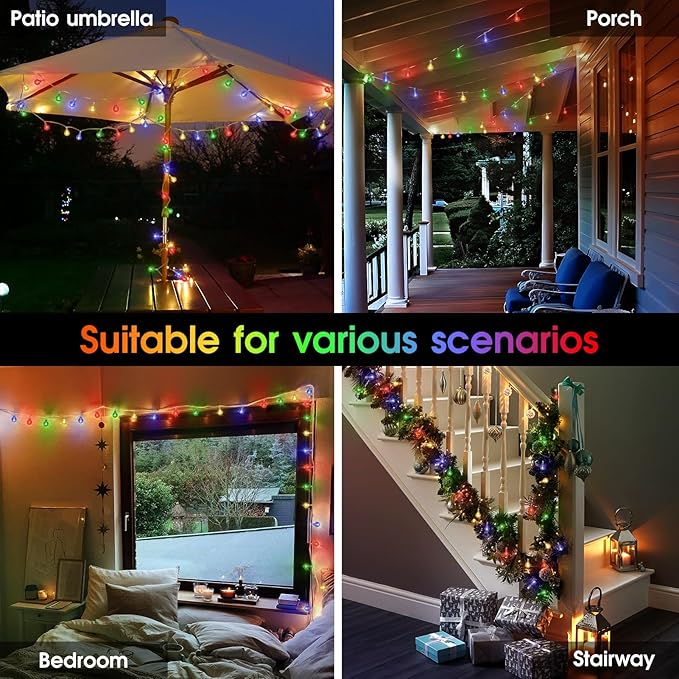 45.9ft 140LED Globe String Lights Outdoor,Crystal Fairy Light IP44 Waterproof Outdoor Hanging Decorative Lights for Home Tent Patio Garden Party Wedding Decor