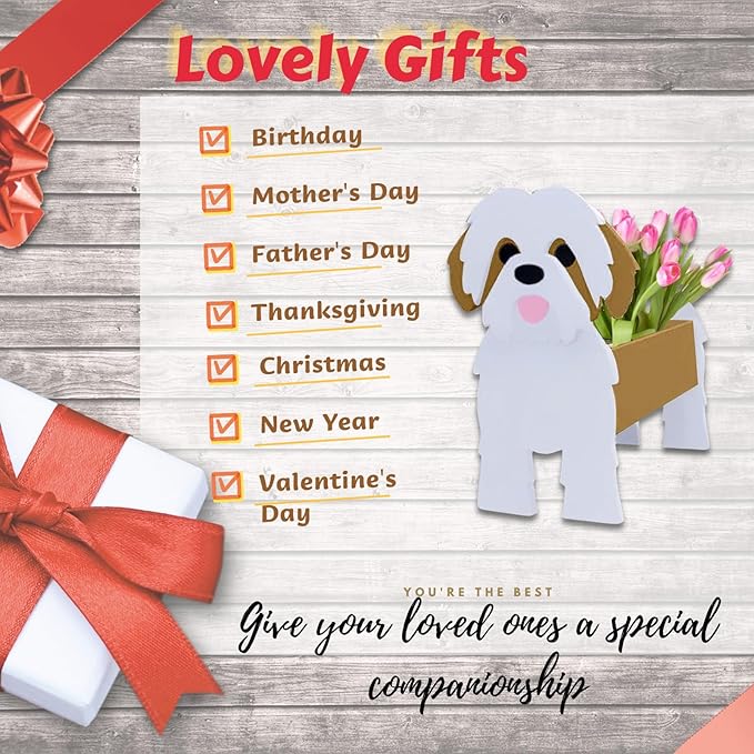 Brown Shih Tzu Dog Planter Plant Pots,Cute Garden Dog Flower Planter,Large Dog Planters Birthday Gifts for Women,Office,Indoor/Outdoor Decor(9.84 * 9.06 * 17in)