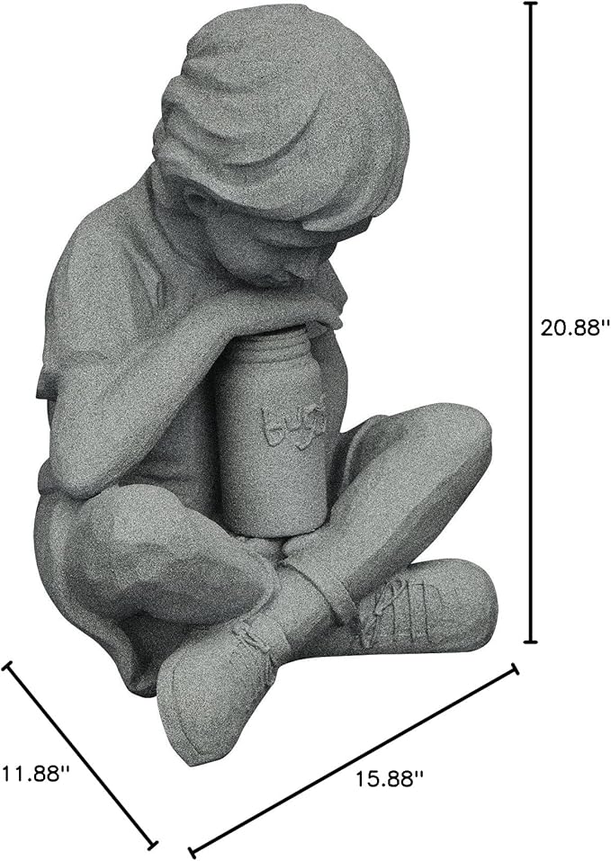 EMSCO Group Nature Boy Statue – Natural Granite Appearance – Made of Resin – Lightweight – 16” Height