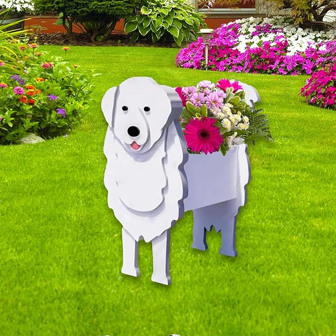 Great Pyrenees Dog Planter Plant Pots,Cute Garden Dog Flower Planter,Dog Planters Birthday Gifts for Women,Office,Indoor/Outdoor Decor(9.45 * 6.97 * 12.2in)
