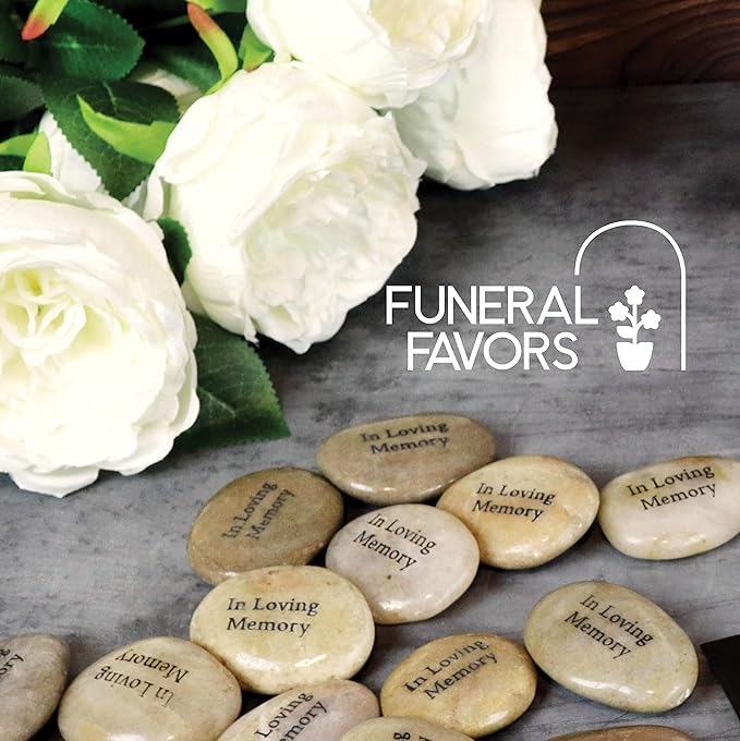 50 Memorial Stones - Inspirational River Rocks Engraved with in Loving Memory - Celebration of Life Decorations - Recuerdos de Difuntos para DAR En UNA Misa