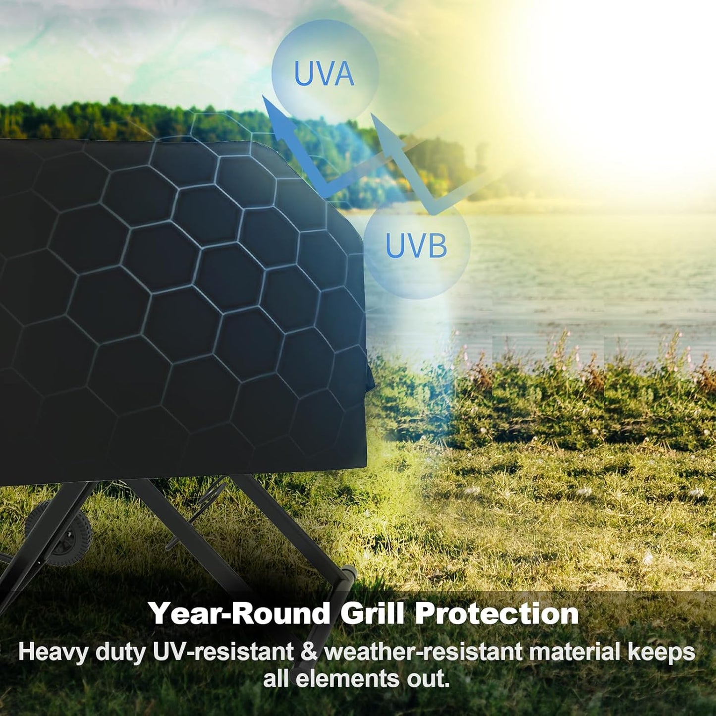 Griddle Cover for Royal Gourmet PD3001 3-Burner Propane Gas Griddle with Collapsible Stand, 600D Heavy Duty Wateproof UV Protected Cover for Scissor Legs Griddle, 44" x 24" x 30"