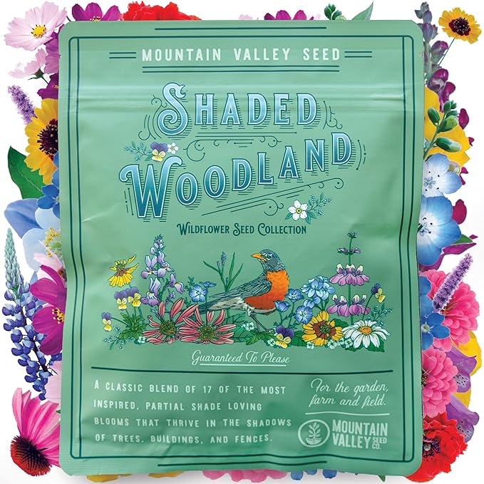 Wildflower Seed Bulk, 3 Oz. (80,000+ Seeds) β 19 Non-GMO Flower Seeds for Shade, Annual & Perennial Wild Flowers Mix for Partial Shade β Shade Tolerant by Mountain Valley Seed