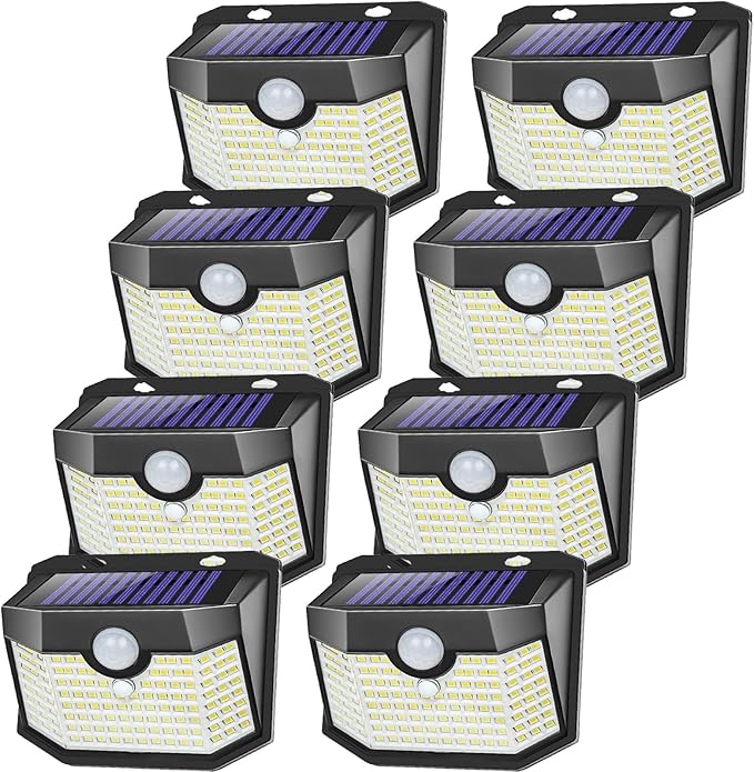 Aootek Solar Outdoor Lights 8 Packs,Motion Sensor Outdoor Lights with 3 Lighting Modes,Solar Lights Outdoor Waterproof for Garden Patio Garage Yard Deck