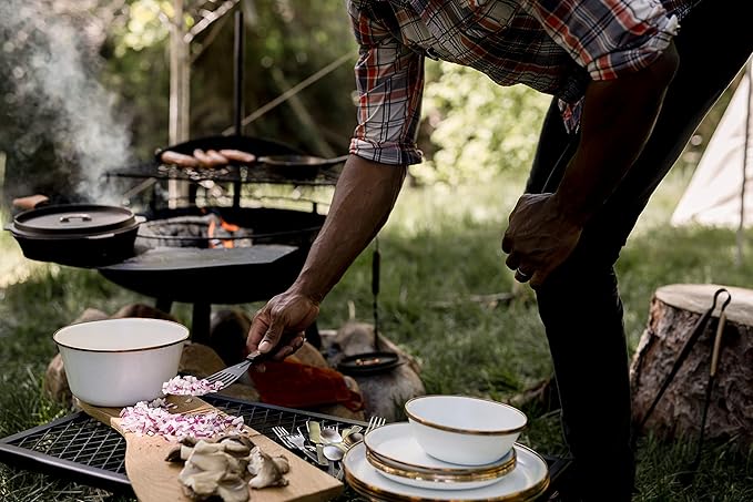 Barebones Flatware Silverware Set - Formal Polished Camping Utensils - Stainless Steel Cutlery Set of 6 - Camping Utensil Set with Forks, Knives, and Spoons (Silver)
