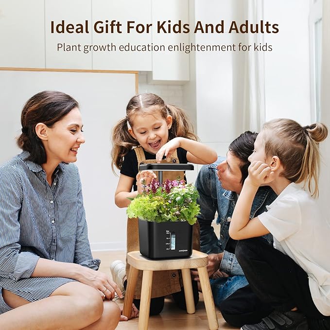 Ahopegarden Hydroponics Growing System kit Indoor Herb Garden with Grow Light, 4 Pods Plant Germination Kit Herb Vegetable Flower Growth Countertop Grower Harvest Fresh Veggie Lettuce(No Seeds)