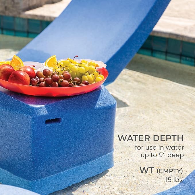 Classic White - Small Side Table – Designed for Shallow Shelves Up to 10” – Aqua Outdoors – Compatible with All Pool Types - Inside Pool, Sun Shelf & Patio Surfaces