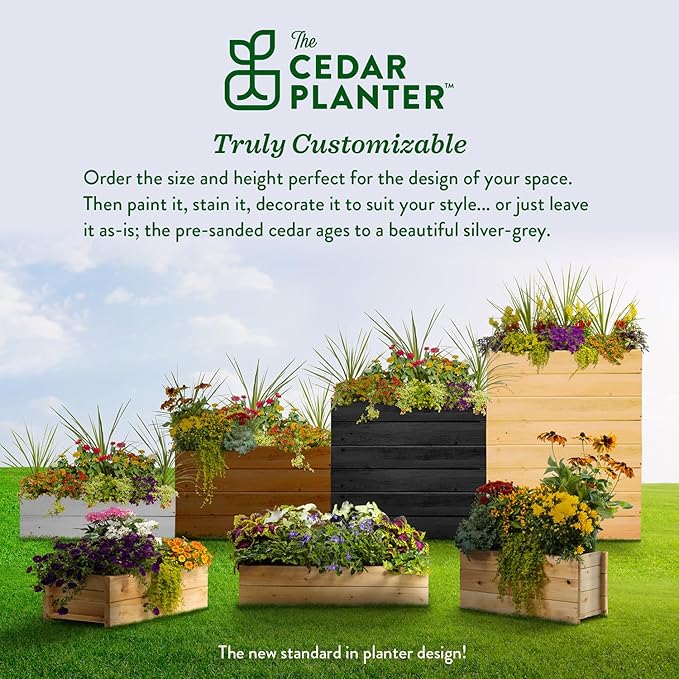 Greenes Fence Cedar Wood Planter Box with Rail Mount Brackets, 21" x 11" x 7" (2-Pack) - Made in USA with North American Cedar