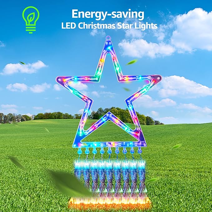 BlcTec Outdoor Christmas Decorations with Remote, 317 LED Color Changing Christmas Lights with 9 Strands 11.9ft Waterfall Lights, 11 Modes, Waterproof & Timer for Xmas Décor, Multicolor & Warm White