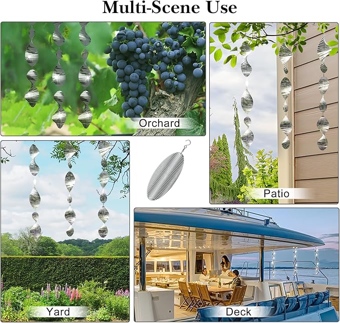 Bird Deterrents for Outside Patio, Bird Scare Devices Set Highly Reflective 3D Wind Spinners Outdoor Garden Decor, Bird Reflectors to Keep Birds Away Window Roof Yard Orchards Deck