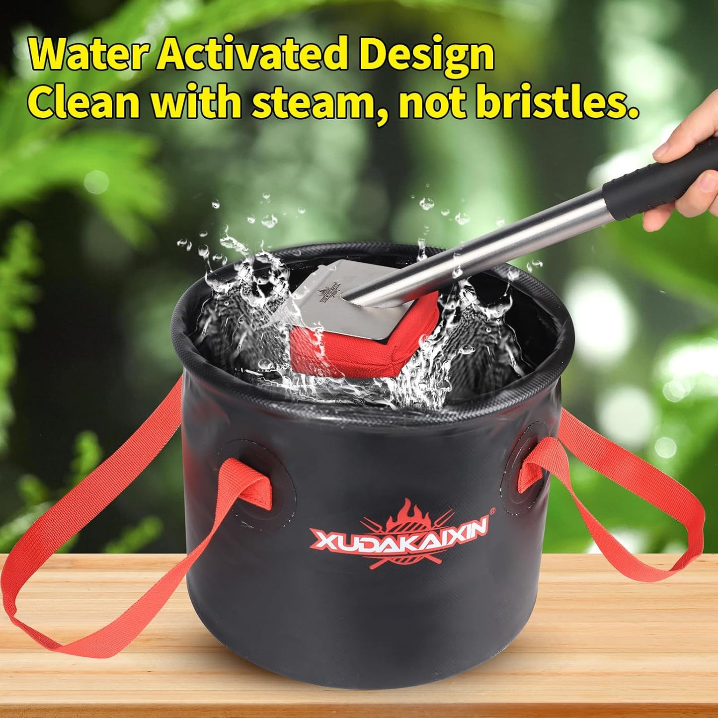 Grill Brush Bristle Free,BBQ Replaceable Scraper Cleaning Head,Safe Grill Accessories for Cast Iron Grates/Porcelain/Weber Gas/Charcoal Grill,Grill Brush for Outdoor Grill-Red