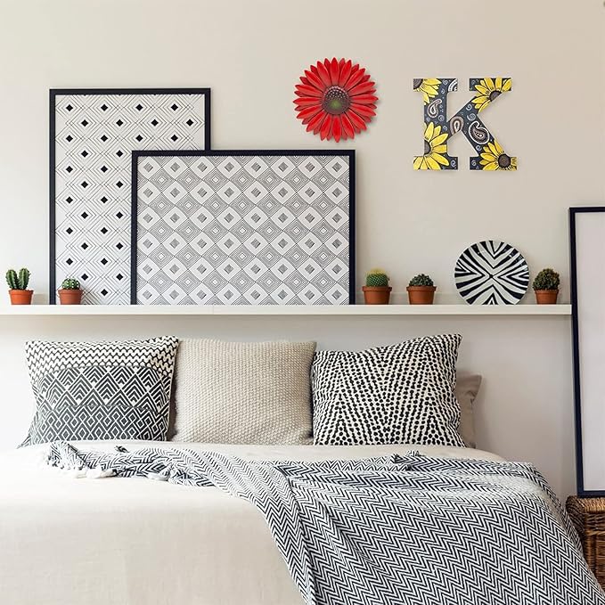 EASICUTI Red Sunflower Metal Flowers Wall Decor Metal Wall Art Decorations Hanging for Indoor Outdoor Home Bathroom Kitchen Room Bedroom Living Room Garden Patio Porch 6 Inch