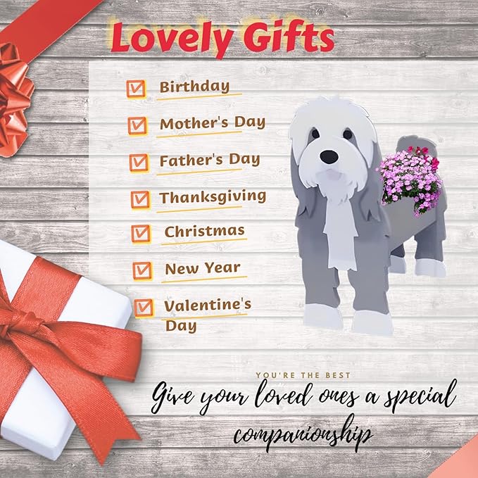 Baba Collie Dog Planter Plant Pots,Cute Garden Dog Flower Planter,Dog Planters Birthday Gifts for Women,Office,Indoor/Outdoor Decor(9.45in*5.98 * 13.54in)