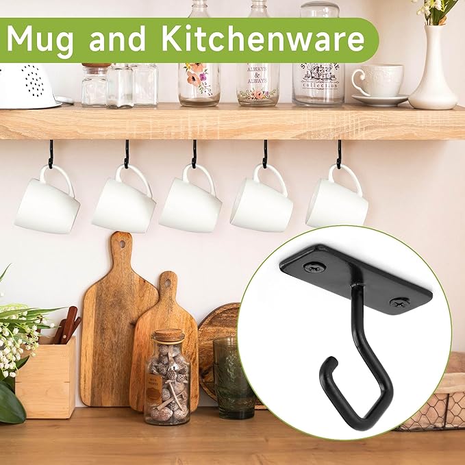 Ceiling Hooks for Hanging Plants: Iron Plant Bracket for Wall Mount - Metal Plant Hanger Indoor Hooks - 8 Pack