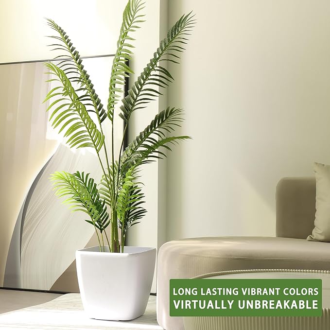 Dexceder 13x12 Self Watering Planter with Wheels Indoor Outdoor, Inner Mat Design, Thickened Large Floor Standing Flower Plant Pot with Water Level Indicator (White Matte)