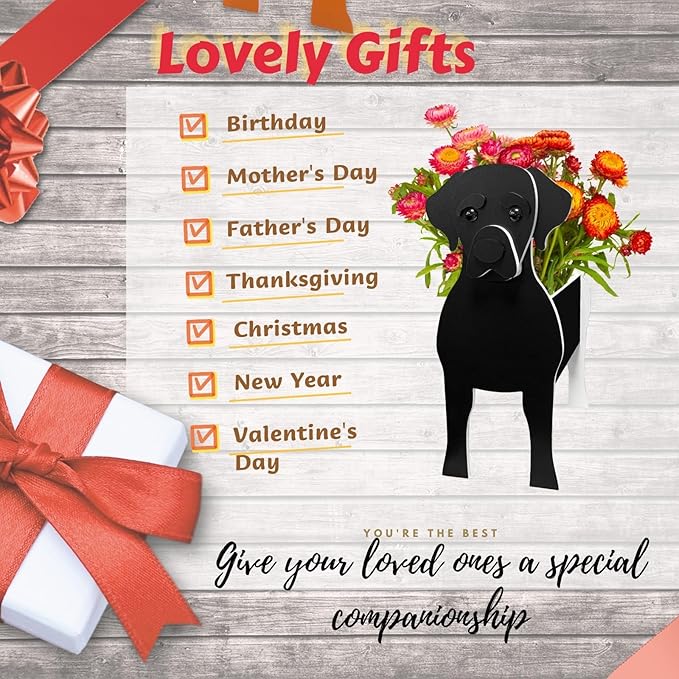 Black Labrador Dog Planter Plant Pots,Cute Garden Dog Flower Planter,Large Dog Planters Birthday Gifts for Women,Office,Indoor/Outdoor Decor(9.84 * 7.87 * 17in)