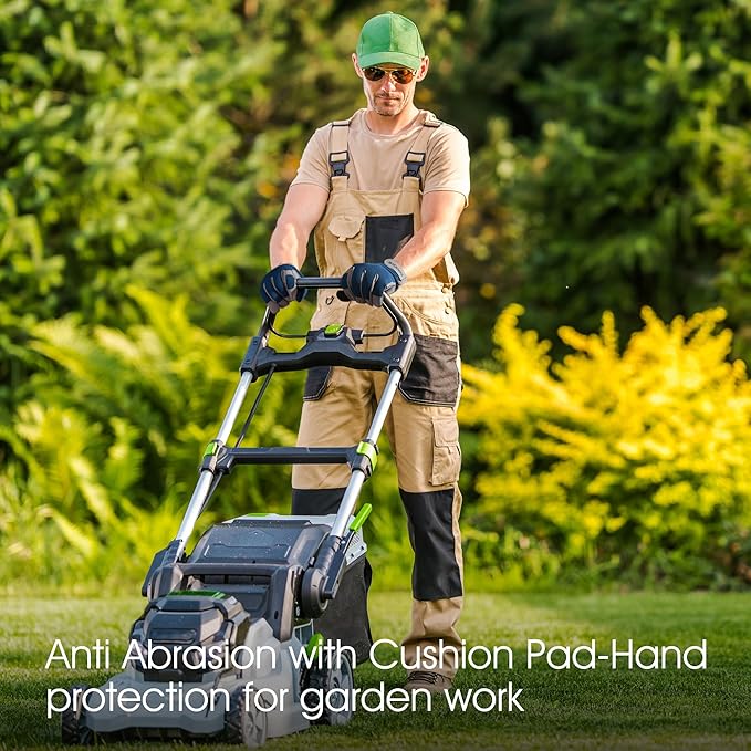 COOLJOB Thorn Proof Garden Gloves with Touchscreen Fingers for Men, Rose Pruning Work Gloves with Palm Cushion for Gardener, Farmer and Landscaper (Navy 1 Pair Medium)