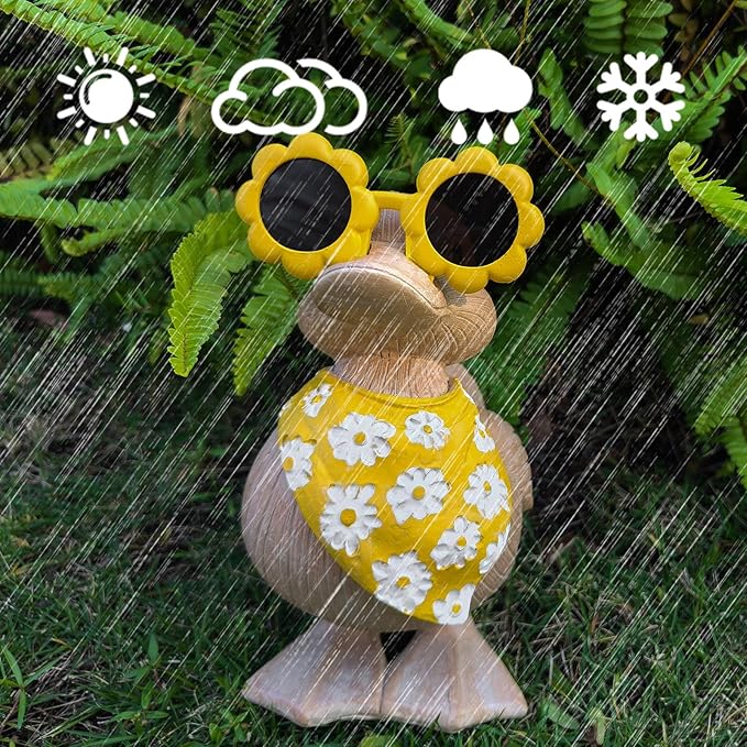 Garden Statue Duck Resin Duck with Glasses Outdoor Decor for Patio Garden Lawn Ornaments Yard Art Outdoor and Garden Clearance Fairy Garden Accessories Outdoor Housewarming Garden Gift for Women