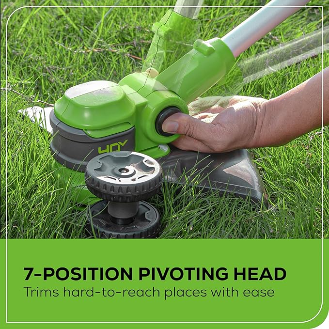 Greenworks 40V Cordless 2-in-1 Trimmer Edger (Gen 2) - 13" Lawn Weed Wacker for Fence & Sidewalk , Lightweight Gas Trimmer Alternative with Auto Feed Spool , 2.0Ah Battery & Charger (40-Min Runtime)