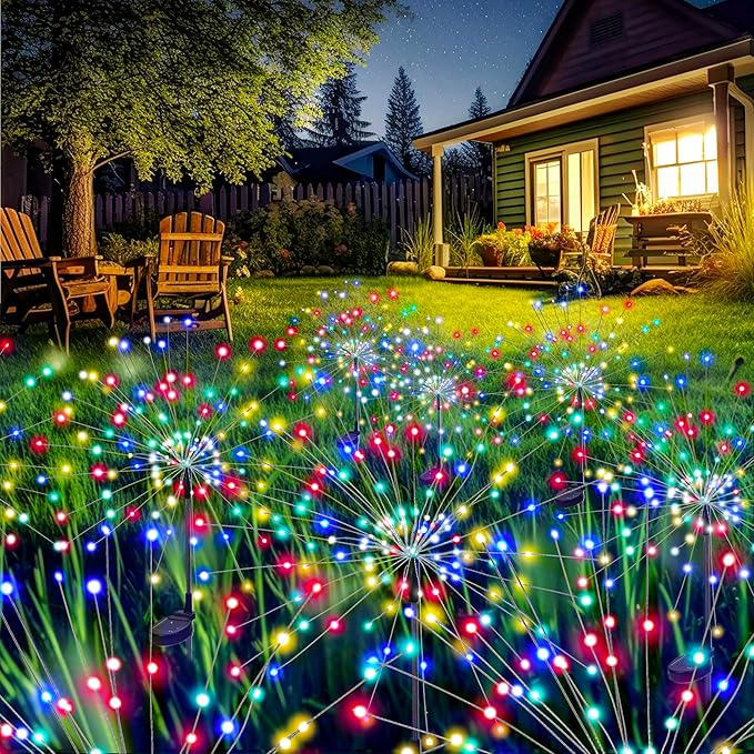 GIGALUMI Garden Outdoor Decor Lights 120LED 8Pack, Solar Garden Lights for Yard Outside Fairy Decorative,Solar Powered for Yard Pathway Flowerbed Planter Balcony Patio Decor(Multicolor)