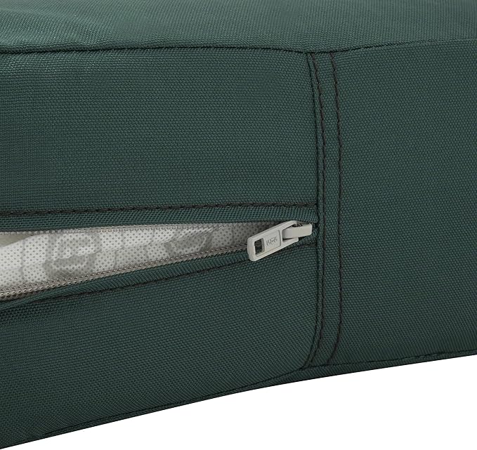 Classic Accessories Ravenna Water-Resistant 23 x 23 x 5 Inch Square Patio Seat Cushion Slip Cover & Foam, Mallard Green, Lounge Chair Cushion