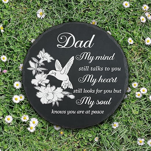 Dad Memorial Stone for Garden Memorial Plaque Father Sympathy Stepping Stone for Loss of Father in Loving Memory of Dad Memorial Grave Stone TNA21