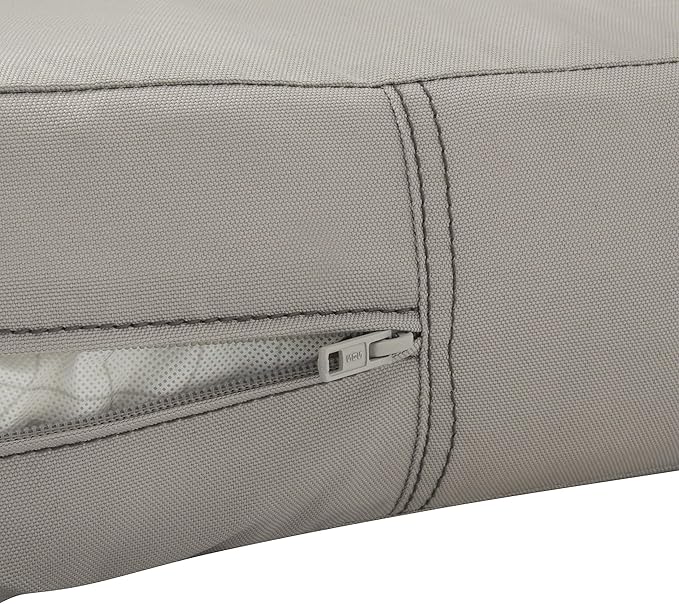 Classic Accessories Ravenna Water-Resistant 23 x 23 x 5 Inch Square Patio Seat Cushion Slip Cover & Foam, Mushroom, Lounge Chair Cushion