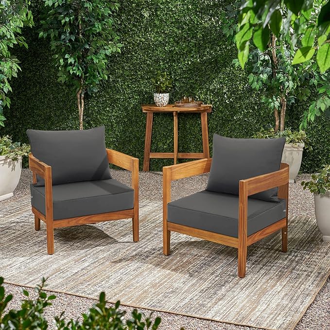 Favoyard Outdoor Seat Cushion Set 22 x 24 Inch Waterproof & Fade Resistant Patio Furniture Cushions with Removable Cover Deep Seat & Back Cushion with Handle and Adjustable Straps for Chair Sofa Couch