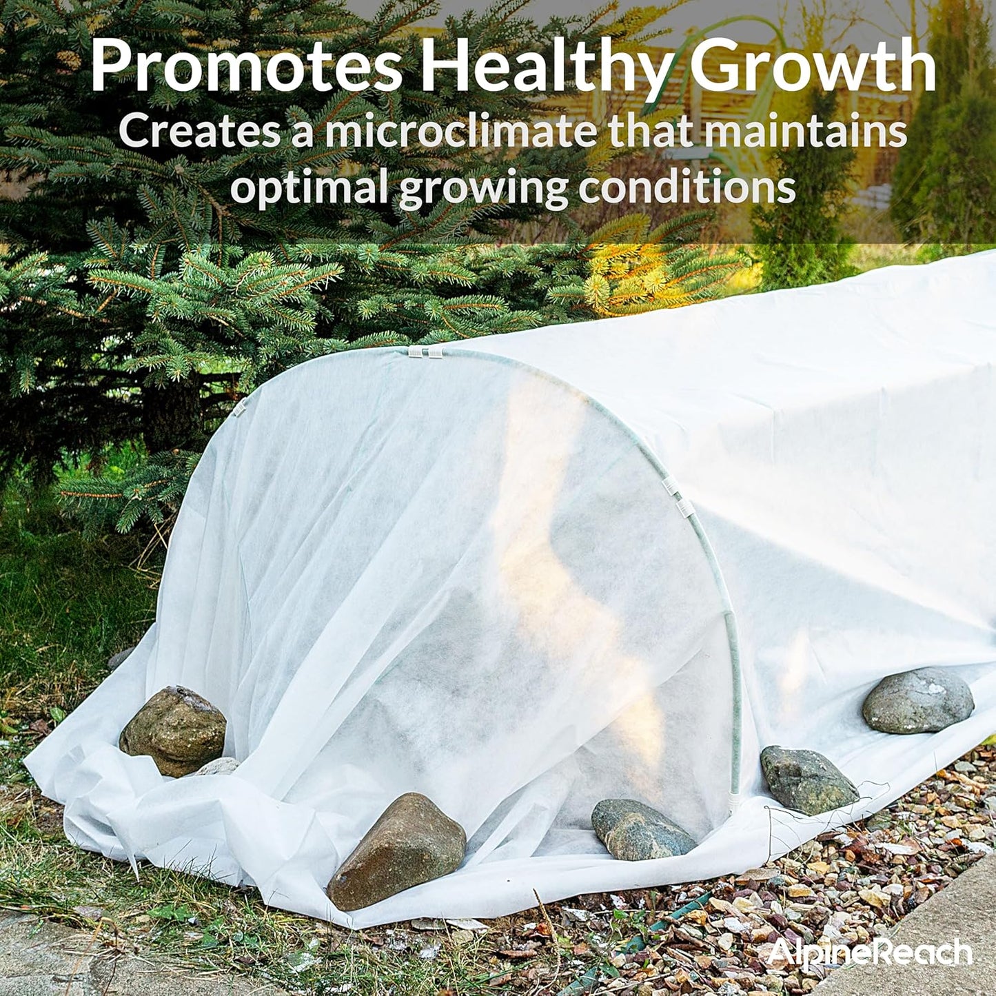 AlpineReach Plant Covers Frost & Sun Protection 10 x 50 ft - Thick 1.2 oz/yd² Freeze Blanket to Low 28 °F Temperatures Floating Row, Garden Fabric Material, Protect in Winter Cold, Gardening Down