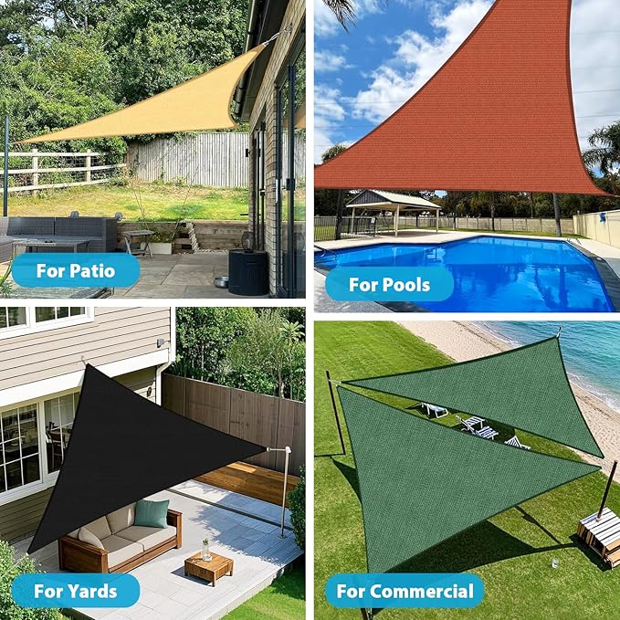 Amagenix Sun Shade Sail 7'X10'X12' Curved Edge Outdoor Shade Canopy Turquoise Breathable 95% UV Block Shade Cloth for Patio Garden Backyard (We Make Custom Size)