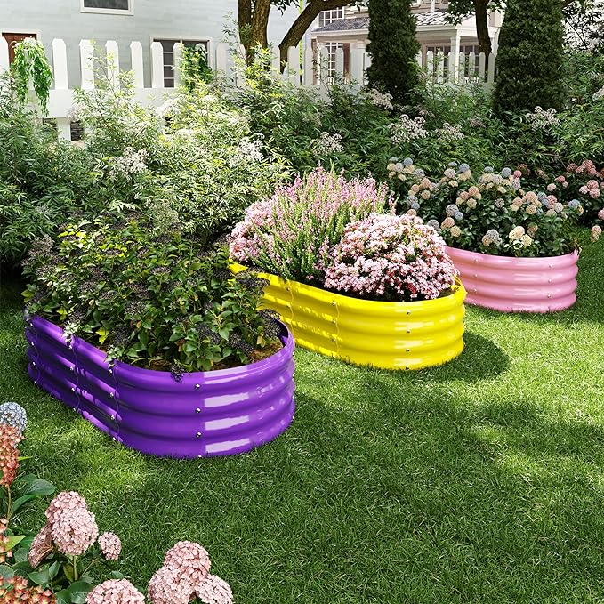 Galvanized Metal Planter Raised Garden Bed Kit for Gardening Outdoor,8x2x1ft Planter Grow Garden Box Raised Flower Bed,Long Vegetable Clearance Herb Raised Garden Beds for Gardening